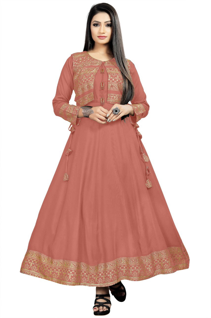 Koti Style 1006 Ethnic Wear Designer Rayon Anarkali Long Kurti Collection